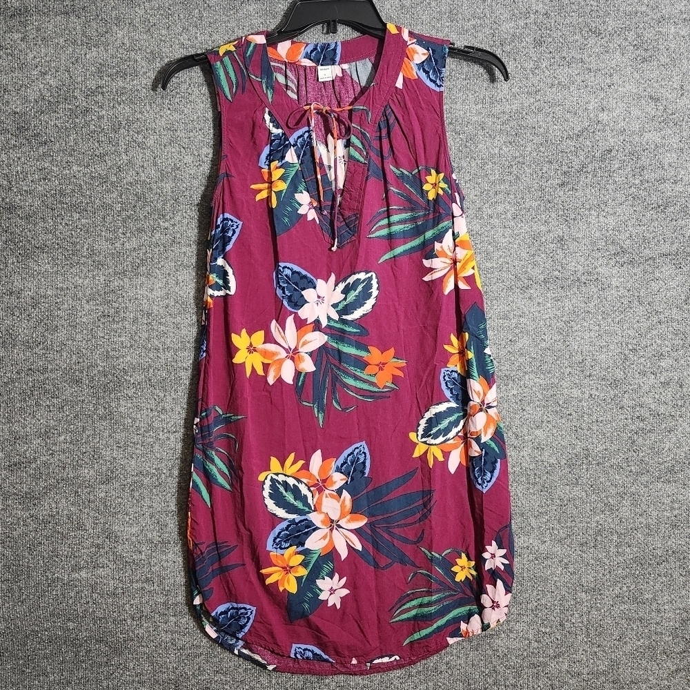 Old navy women's mini dress size S purple floral beach cruise vacation